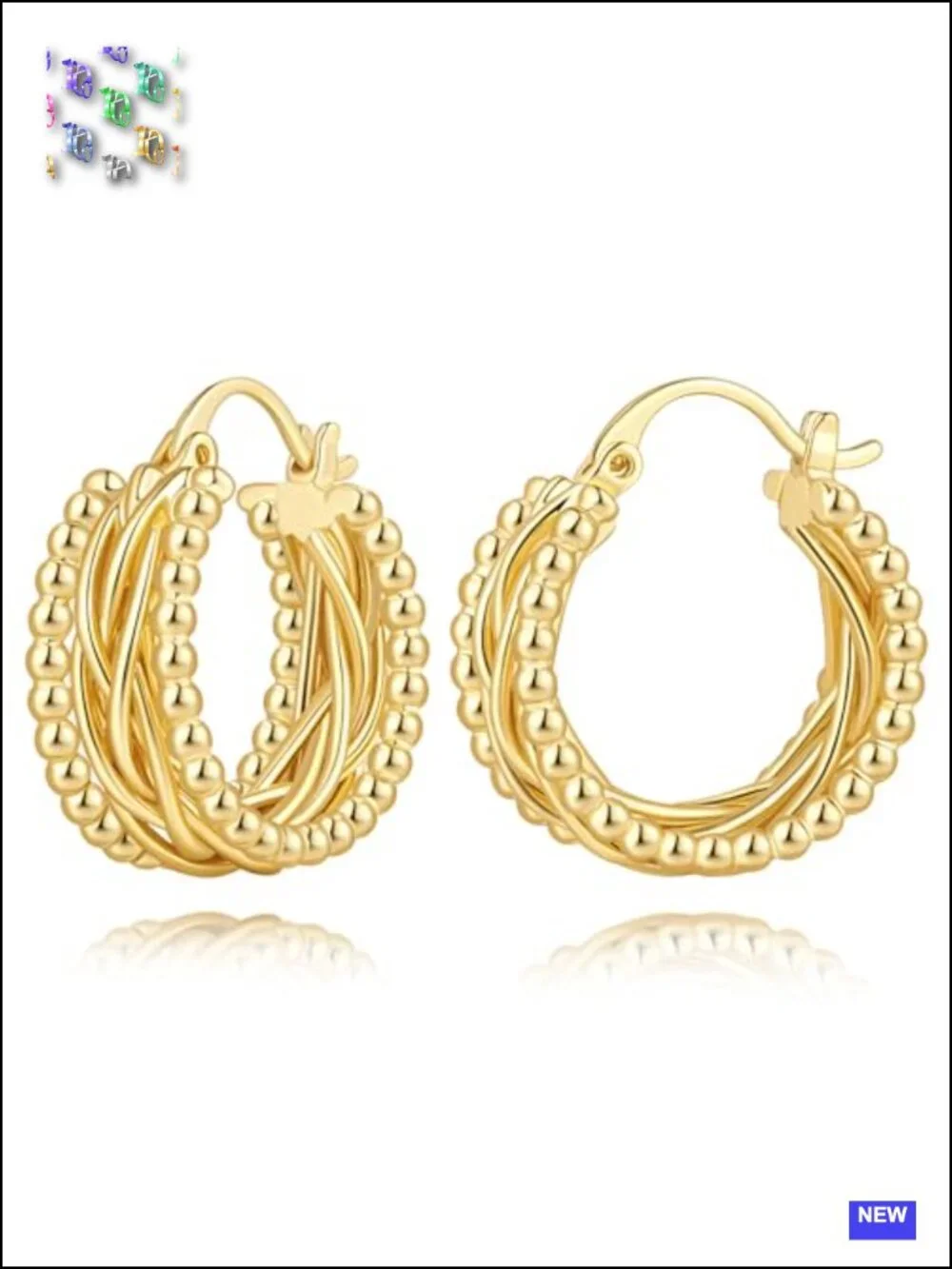 14k Gold Plated Twisted Hoop Earrings for Women Sculptural Design 23mm